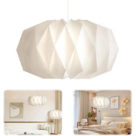 Abat jour Papier,Abat Jour Plafond Papier Artisanat,Cache Ampoule Plafond Pliable,Pour Les Chambres à Coucher,Les salons,Les Cafés et Les Studios(Losange)
