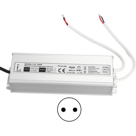 Alimentation LED étanche IP67 150W 12V 0‑12.5A transformateur AC85‑265V EU (1/5)