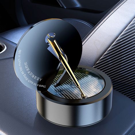 Diffuseur d'arôme solaire rotatif pour voiture, noir (parfum Cologne), avec 1 pastille d'aromathérapie et 1 flacon d'huile essentielle, décoration d'habitacle, cadeau. (1/5)