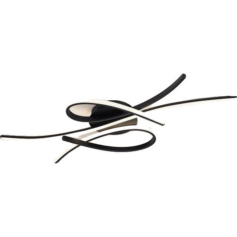 Lámpara de techo, diseño moderno, regulable mediante mando a distancia, negra, 100 x 50 cm, regulable mediante mando a distancia y aplicación. (1/2)