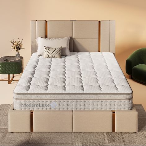 Matelas hybride 140x190 cm, 7 zones, ressorts ensachés, H3, 25 cm, blanc (1/5)
