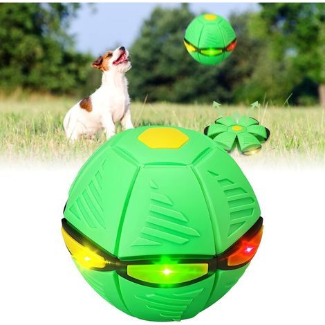 (Green ball with six lights) Pet toy Frisbee ball, dog toy, dog toy, dog toy, frisbee ball for dogs and children, throw and play (1/5)