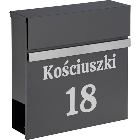 Norton-Briefkasten aus Anthrazit mit Inschriften
