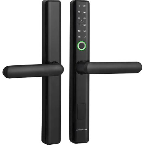 Poignée de porte électronique avec contrôle d'accès par empreinte digitale, mot de passe RFID, DC6V SecureEntry-HL100 (1/5)
