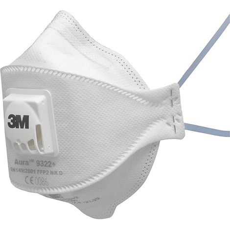 3M Aura™ 9322+ Mascherina antipolvere con valvola FFP2 D 10 pz. EN 149:2001, EN 149:2009 DIN 149:2001, DIN 149:2009