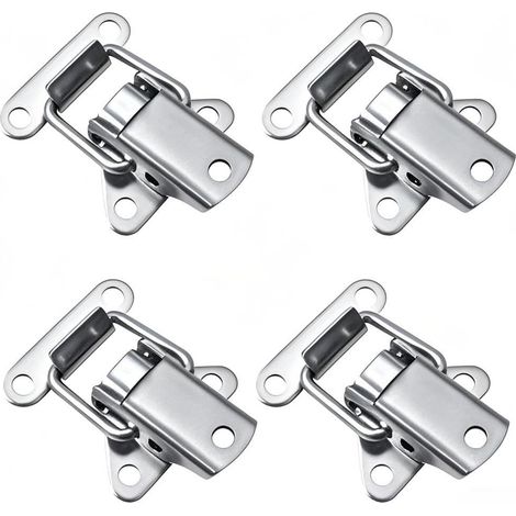 Lot de 4 loquets à bascule à ressort en acier inoxydable très résistants Fermoir à levier Pour boîtes à outils, armoires, tiroirs, valises, coffres