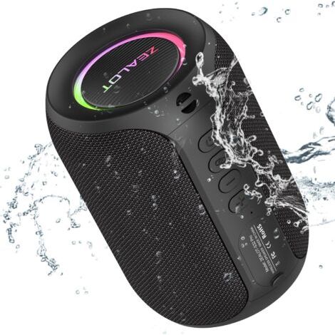 S32pro Haut-parleur Bluetooth sans fil, portable, haut-parleur d'extérieur avec son stéréo puissant de 15 W, double appariement sans fil, USB/TF/AUX, pour la maison, les fêtes, la plage, noir