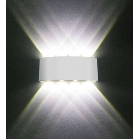 Modern Wall Light IP65 Waterproof 8W LED Wall Lights Aluminum Indoor Wall Lamp for Living Room Bedroom Hall Staircase Pathway (Cold White Light, White Shell) (1/5)