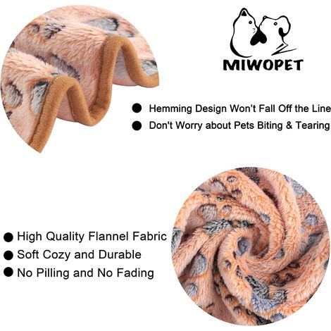 Lot de 3 couvertures pour chats et chiens - Couverture douce et chaude pour chiots et chiens - Rose café beige