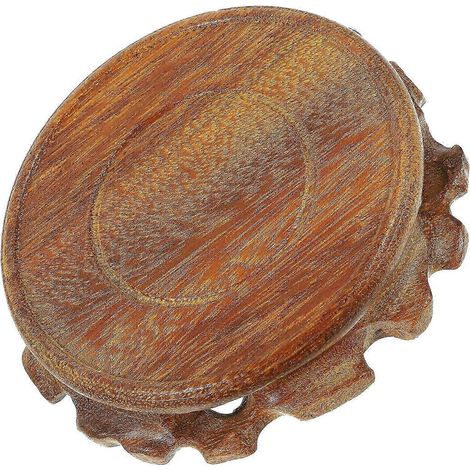 Socle en bois massif sculpté, support pour vase ou théière, style oriental. (1/5)