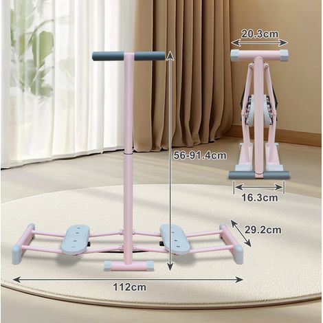 Máquina de esquí plegable, 4 niveles ajustables, acero, rosa DESVIAE