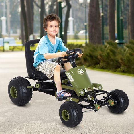 Go Kart Tretauto Véhicule à marchepied avec frein à main, marche avant et marche arrière, véhicule pour enfants Kettcar Véhicule à marchepied avec siège réglable pour enfants de 3 à 6 ans, 99 x 65 x 5 (1/5)