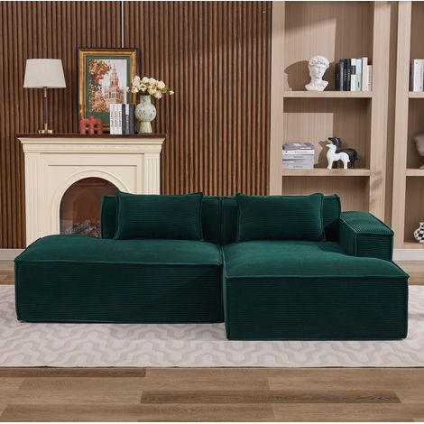 Sofa 235x129x70 cm retro-grün aus Polyester gepolstert mit kompaktem Design (1/5)