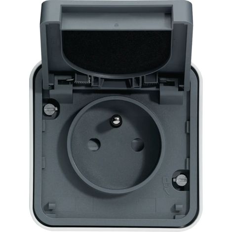 Hager – Prise étanche complète 2P+T IP55 – Montage rapide – Pour chantiers humides – Boîte double avec joints d'étanchéité
