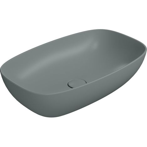 Lavabo en céramique NUBES sur planche 60x38cm, agave mat (1/2)