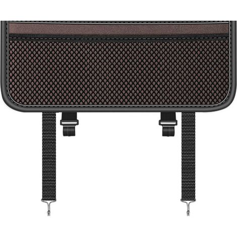 Sacoche de rangement multifonctionnelle pour siège auto, avec support pour téléphone, portefeuille, lunettes et boîtes de mouchoirs (marron). (1/5)