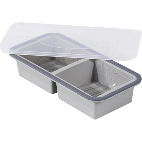 Plateau De Congélation De Cubes De Soupe Avec Couvercle, Conception Antidérapante Sûre, 14,5x29,5x6cm, Moule De Congélation Des Aliments, Plateau De Préparation De Cuisson, Matériau En Silicone Portab