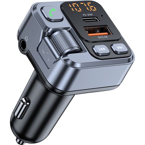 MP3-Player fürs Auto, FM-Transmitter, PD 30W Schnellladefunktion + 2,4A Bluetooth-Freisprecheinrichtung, AUX-Wiedergabe, Kfz-Ladegerät – Neutral T16 (1/4)