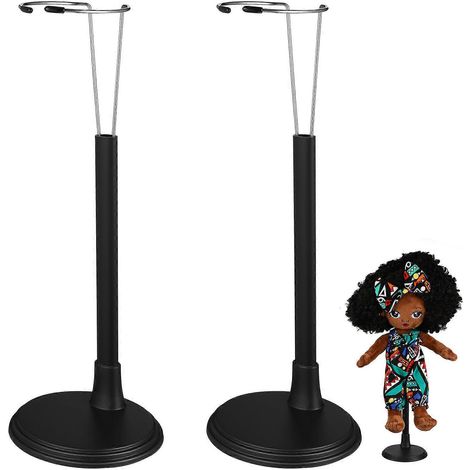 Lot de 2 supports pour poupées, supports portables, présentoirs pratiques pour ranger et exposer des poupées et jouets, pour la maison ou le magasin.-28x10cm-Black (1/4)