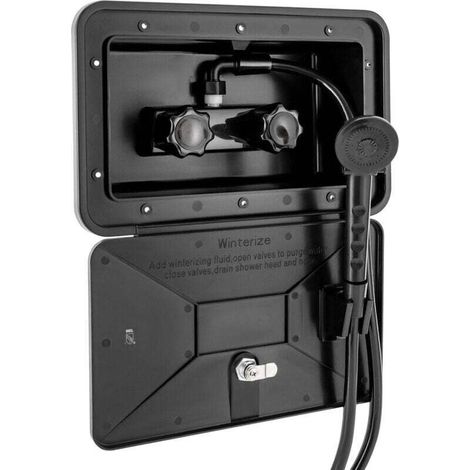 Camping shower, outdoor shower room for motorhomes, hot and cold water switch, shower head, caravan, suitable for garden, beach, camping, travel/black