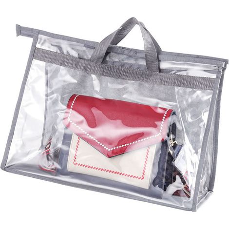 Housse anti-poussière pour sac à main en PVC clair sac de rangement organisateur protecteur pour armoire avec zip et anse domicile voyage L (1/5)