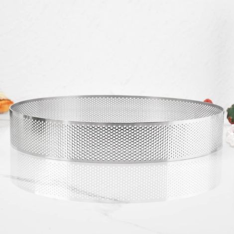 1 Cercle à tarte, Acier inoxydable, Diamètre 24cm, Hauteur 4cm, Pour pâtisserie maison et professionnelle