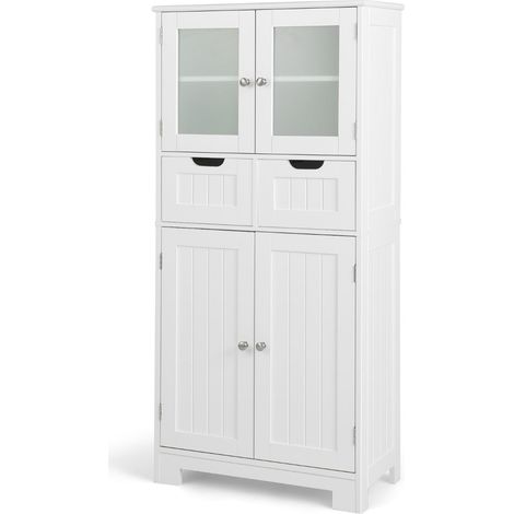 Mueble de baño 60 x 30 x 128 cm moderno y espacioso mueble de almacenaje en MDF blanco 200012764