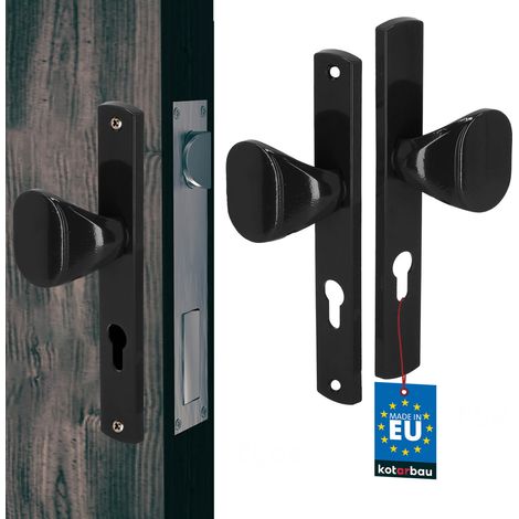 Türgriff für Gartentor, lange Platte, Aluminium, schwarz, 72 mm