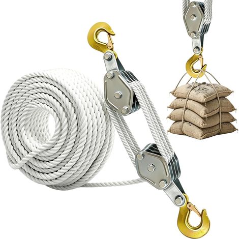 Poulie Lourde Avec Frein À Câble 20 M, Poulie De Levage, Poulie Avec Frein À Câble, Poulie Pour Charge Lourde, Capacité De Levage Avec Corde, Rotatif À 270° Pour Garage, Entrepôt (1/5)