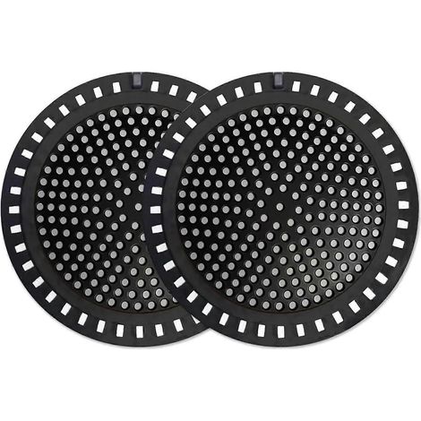 Lot de 2 filtres/récupérateurs de cheveux pour bonde de douche, en acier inoxydable avec bordure en silicone, noir, 4,75 (1/5)
