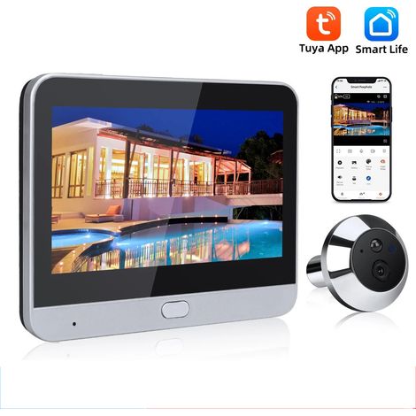 Türspion-Gucklochkamera, WiFi-Digital-Video-Türklingel mit Nachtsicht und Bewegungserkennung, 4,3-Zoll-IPS-LCD-Bildschirm, Digitale Türkamera, Gucklochkamera für Wohnungstür