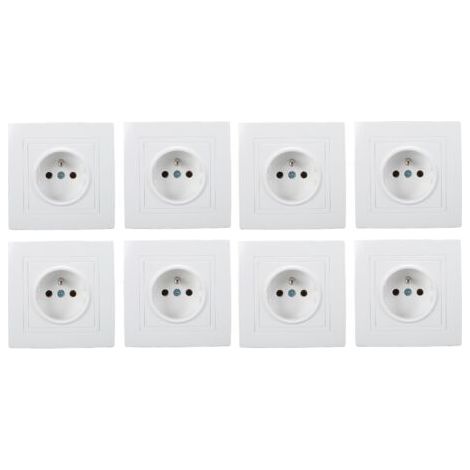 BUNTHAUS Lot de 8 prises murales standard françaises 16A 220VInstallation intégréePlastique PCPour bureaux et hôtels (1/5)