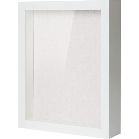 Cadre photo 3D à remplir - 28 x 35 cm - En bois - Blanc - Cadre pour objets - Avec vitre en verre - Cadeau pour la famille, les amis, etc. (blanc, 28 x 35 cm) (1/5)