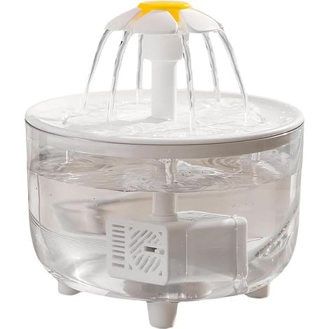Distributeur d'eau pour chien – PET PP 15 x 15 x 16 cm Fontaine à eau automatique pour chat de 33,8 oz, design fleur ultra silencieux Fontaine à eau USB facile à nettoyer avec filtre pour chats et c (1/4)