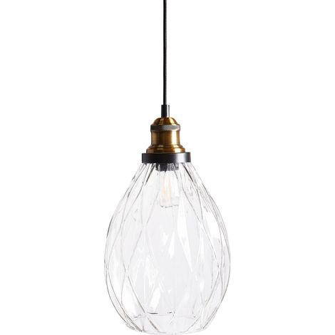 Lampada a sospensione con paralume in vetro e metallo trasparente Coosa