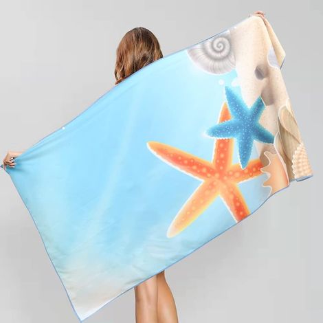 Filiyano-Serviette de plage en microfibre 80 x 160 cm, couverture de plage ultra-légère et absorbante, idéale pour bronzer, les sports de plein air et (1/5)