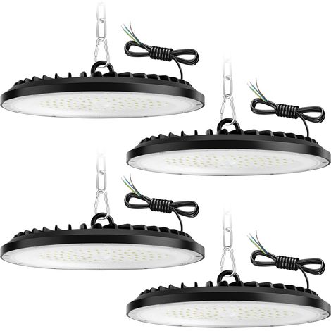 150W UFO LED High Bay Light, 15000LM, 6000K blanc froid UFO LED atelier lumière, IP65 imperméable à l'eau lampe,Convient aux usines, garages et entrepôts (4 Pack,150W) (1/5)