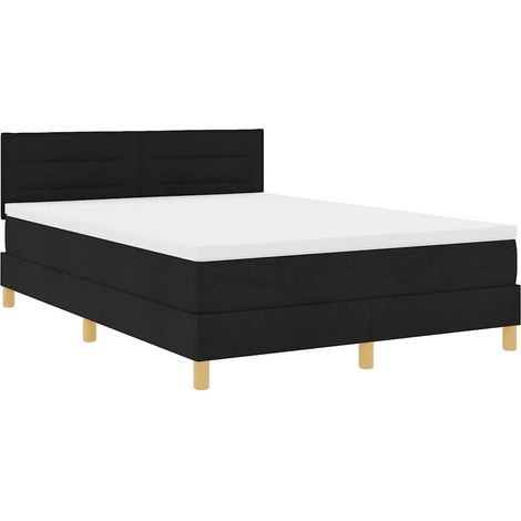 Maison Exclusive - Lit à ressort LED avec bandes LED Noir 140 x 200 cm tissu