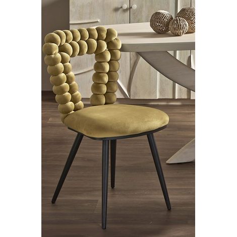 Chaise triangulaire Nimpha en velours jaune 47x47x85 cm (1/3)
