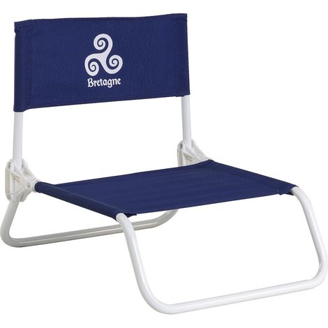 Chaise longue pliante sécurité WDK Bretagne cadre blanc tissu bleu foncé A2601825