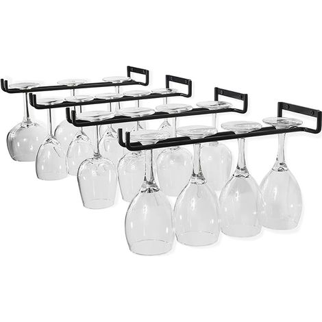 Porte Verres Suspendu, (30cm)Support Verre A Pied Suspendu,Porte-Verres,4 Pièces Porte-verres à Vin Peut pour famille avec Vis pour Cuisine Café Bar (1/5)