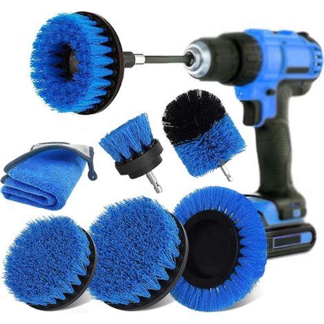 Paquete de 8 cepillos de limpieza para taladros, para lechada, suelos, bañeras, duchas, azulejos, baños y cocinas (1/5)
