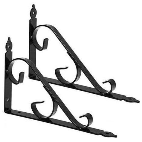 Lot de 2 Équerres Murales en Métal pour étagère d'angle Noir 250 x 164 mm, Noir (1/5)
