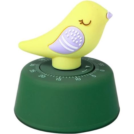 Minuterie de gestion du temps Mécanique Forme d'oiseau pratique Horloge de synchronisation précise 60 minutes liquidation Jaune (1/4)