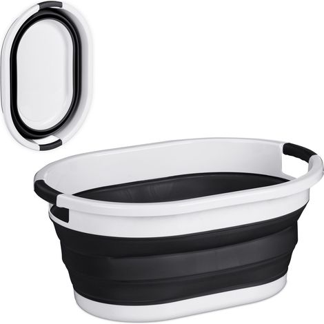 Cesta para la ropa blanca plegable transportable ahorra espacio 27,5 x 61 x 44 cm de plástico gris 130013399 (1/5)