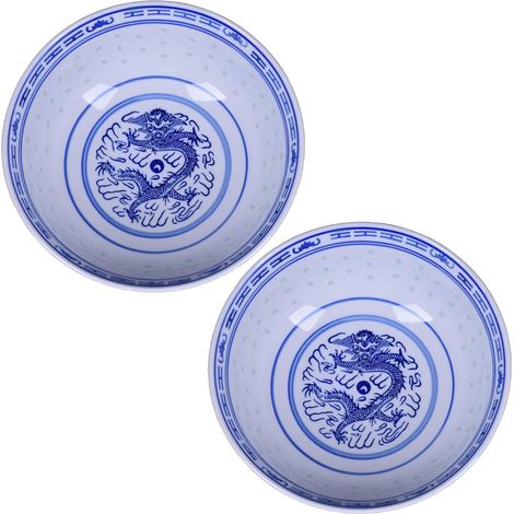 Bol Ramen - Porcelaine - 800 ml - Bleu Blanc - Lot de 2 (1/5)