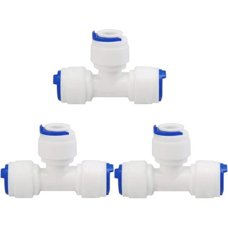 3pcs 1/4 Pouce OD Type T Connexion Rapide Eau Purificateurs Tube Raccords Poussoir Connecteur Eau Tuyau pour RO Systèmes Osmose Inverse (1/5)