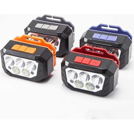 Lampe frontale 5 LED rechargeable à induction, étanche, haute luminosité, orientable de 0 à 90°.