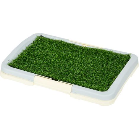 Toilette pour chien litière avec tapis en gazon artificiel plateau et panneau grillagé 46,5 x 34 cm (1/5)