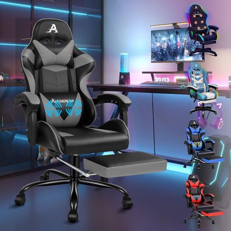 Gaming-Stuhl 150° Neigung Chefsessel, PU-Leder Fußstütze (1/5)